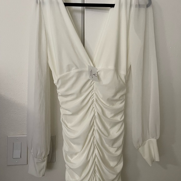 white christmas dresses Amaria Formal Ruched Chiffon Mini Dress – Oshnow